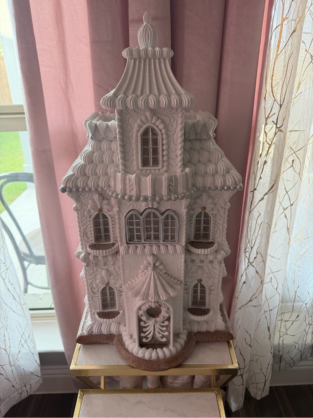 Not Rated big white and silver Decorative Victorian House Holiday Christimas.